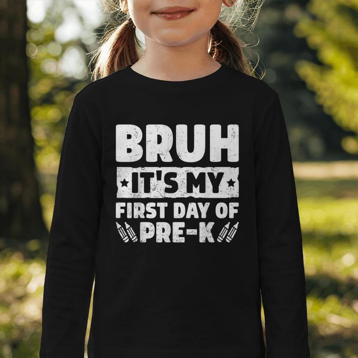 Bruh It's My First Day Of Pre K PreK Back To School Boys Graphic Toddler Long Sleeve Tee Bruh It's My First Day Of Pre K PreK Back To School Boys Graphic Toddler Long Sleeve Tee