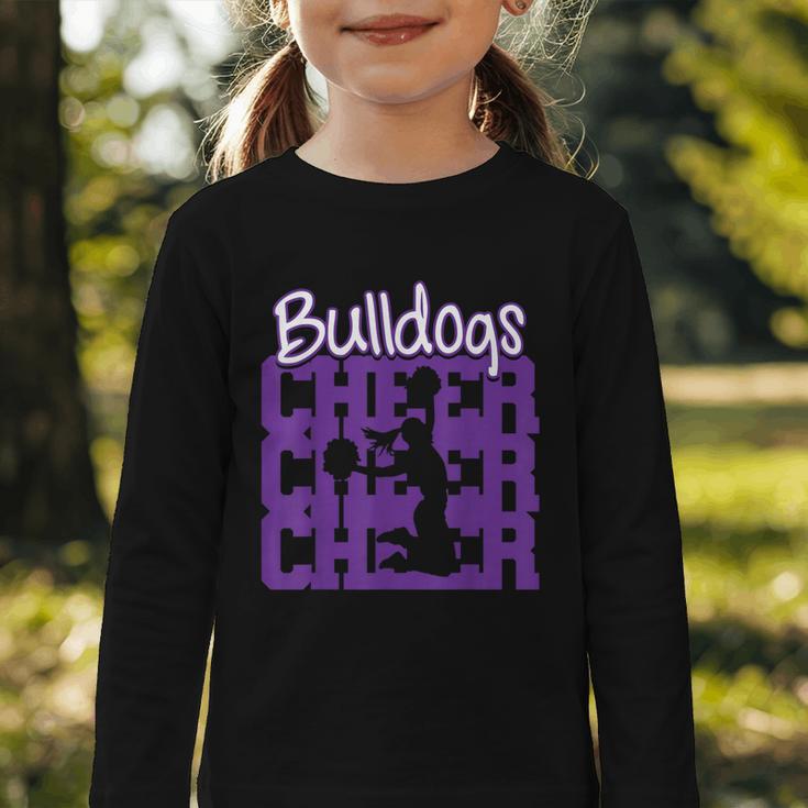 Bulldogs Cheer Back To School Cheerleading Spirit P Graphic Toddler Long Sleeve Tee Bulldogs Cheer Back To School Cheerleading Spirit P Graphic Toddler Long Sleeve Tee