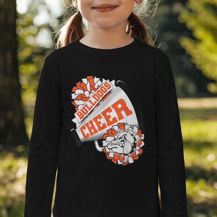 Bulldogs Cheerleading Back To School Cheer Team Orange Graphic Toddler Long Sleeve Tee Bulldogs Cheerleading Back To School Cheer Team Orange Graphic Toddler Long Sleeve Tee