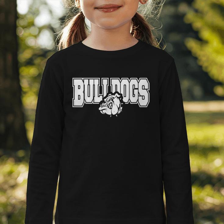 Bulldogs High School Spirit Fan Team Bulldog Back To School Graphic Toddler Long Sleeve Tee Bulldogs High School Spirit Fan Team Bulldog Back To School Graphic Toddler Long Sleeve Tee