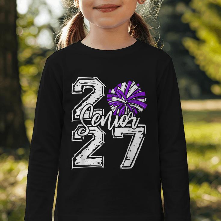Class Of 2027 Cheer Purple Senior 2027 Back To School Graphic Toddler Long Sleeve Tee