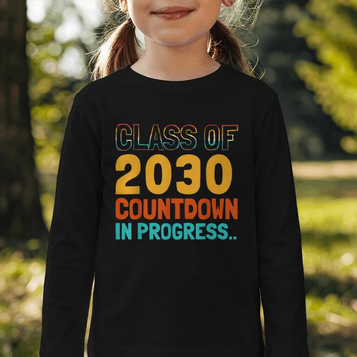 Class Of 2030 Countdown In Progress Fun Back To School Retro Graphic Toddler Long Sleeve Tee Class Of 2030 Countdown In Progress Fun Back To School Retro Graphic Toddler Long Sleeve Tee