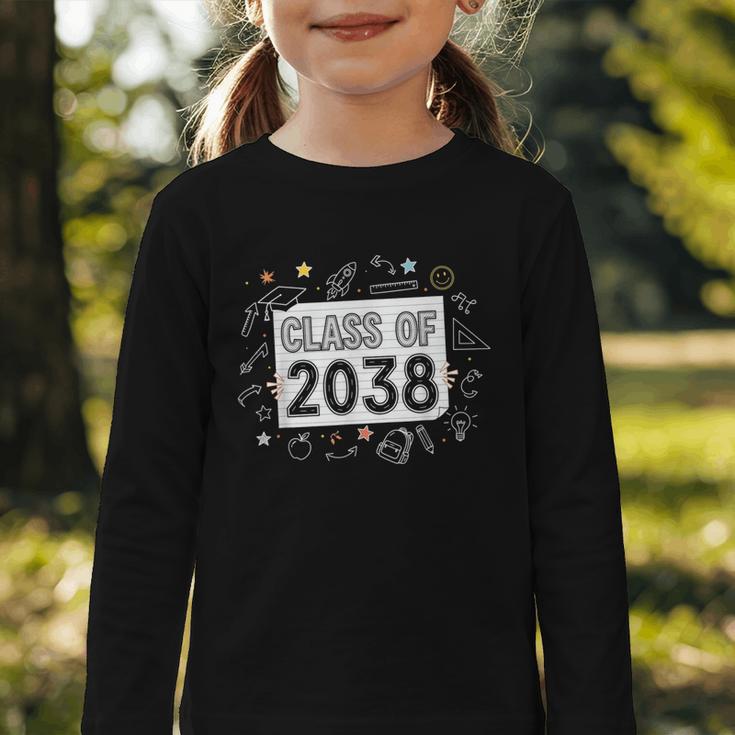 Class Of 2038 Grow Wiith Me School Back To School First Day Graphic Toddler Long Sleeve Tee Class Of 2038 Grow Wiith Me School Back To School First Day Graphic Toddler Long Sleeve Tee