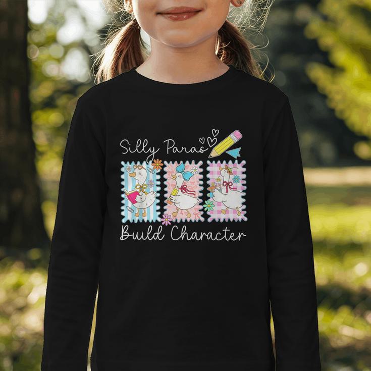 Coquette Back To School Silly Paras Build Character Graphic Toddler Long Sleeve Tee