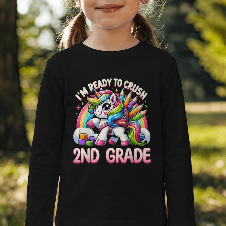 Crush 2nd Grade Girls Back To School Unicorn First Day Cute Graphic Toddler Long Sleeve Tee Crush 2nd Grade Girls Back To School Unicorn First Day Cute Graphic Toddler Long Sleeve Tee