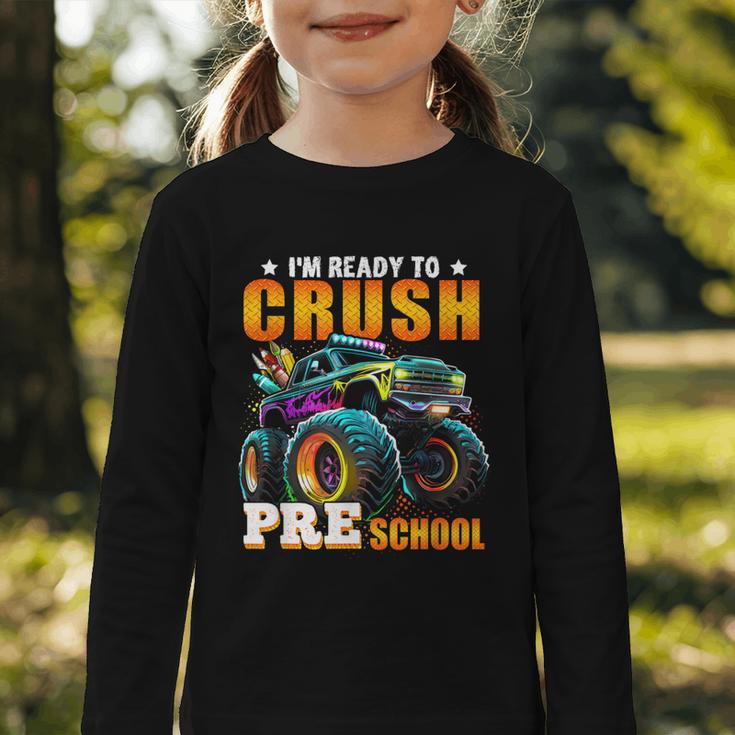 Crush Preschool Monster Truck Back To School Kids Boys Graphic Toddler Long Sleeve Tee