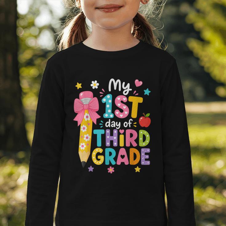 Cute My 1st Day Of Third Grade Pencil Back To School Girls Graphic Toddler Long Sleeve Tee