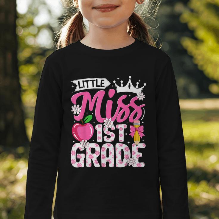 Cute Back To School 1st Grade Girls Kids First Day Of School Graphic Toddler Long Sleeve Tee