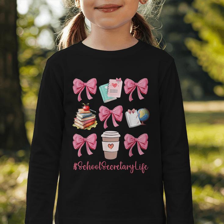 Cute Coquette Bows School Secretary Life Back To School Graphic Toddler Long Sleeve Tee Cute Coquette Bows School Secretary Life Back To School Graphic Toddler Long Sleeve Tee