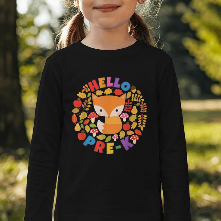 Cute Fox Back To School Woodland Animal Pre-K Graphic Toddler Long Sleeve Tee Cute Fox Back To School Woodland Animal Pre-K Graphic Toddler Long Sleeve Tee