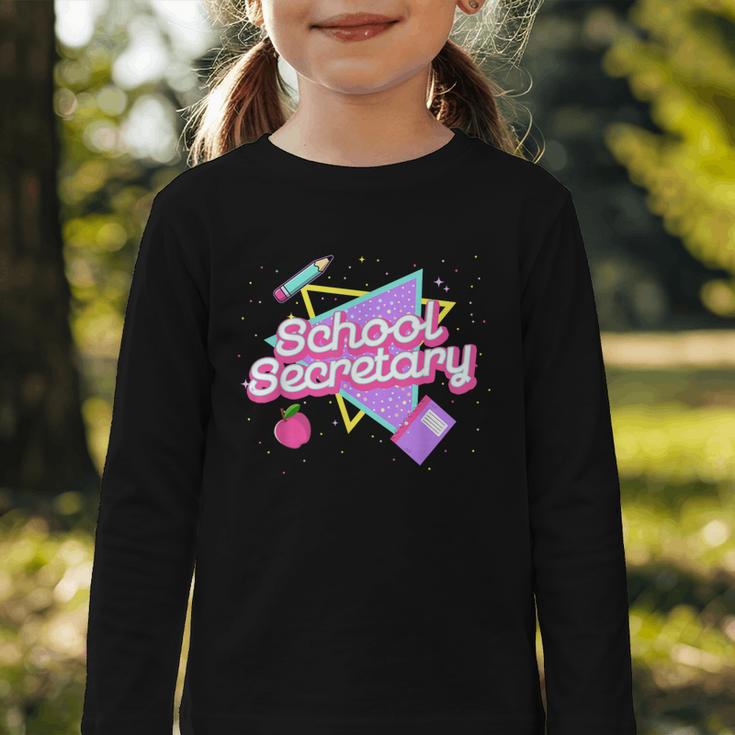 Cute School Secretary Shirt 80's 90's Back To School Graphic Toddler Long Sleeve Tee Cute School Secretary Shirt 80's 90's Back To School Graphic Toddler Long Sleeve Tee