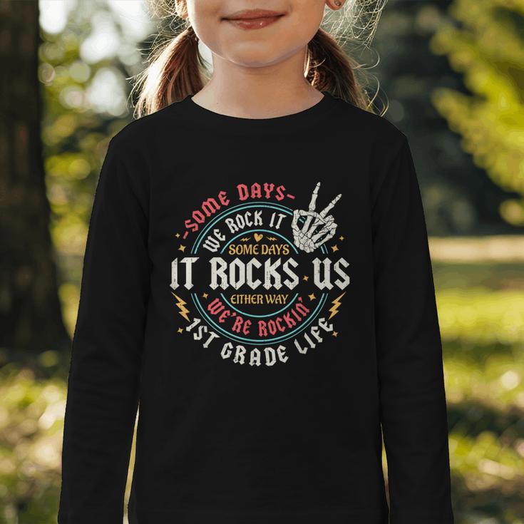 Some Days We Rock It 1st Grade Life Back To School Graphic Toddler Long Sleeve Tee Some Days We Rock It 1st Grade Life Back To School Graphic Toddler Long Sleeve Tee