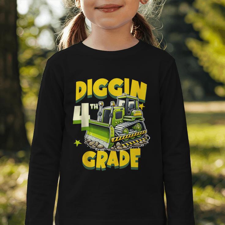 Diggin 4th Grade Bulldozer Back To School Graphic Toddler Long Sleeve Tee Diggin 4th Grade Bulldozer Back To School Graphic Toddler Long Sleeve Tee