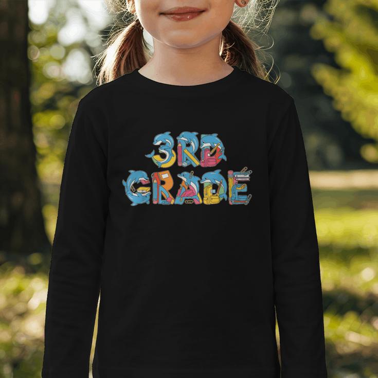 Dolphin Third Grade Back To School Kids Boys Girls Graphic Toddler Long Sleeve Tee Dolphin Third Grade Back To School Kids Boys Girls Graphic Toddler Long Sleeve Tee
