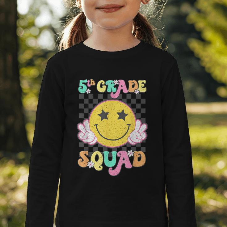 Fifth Grade Squad Smile Retro Back To School 5th Grade Graphic Toddler Long Sleeve Tee Fifth Grade Squad Smile Retro Back To School 5th Grade Graphic Toddler Long Sleeve Tee