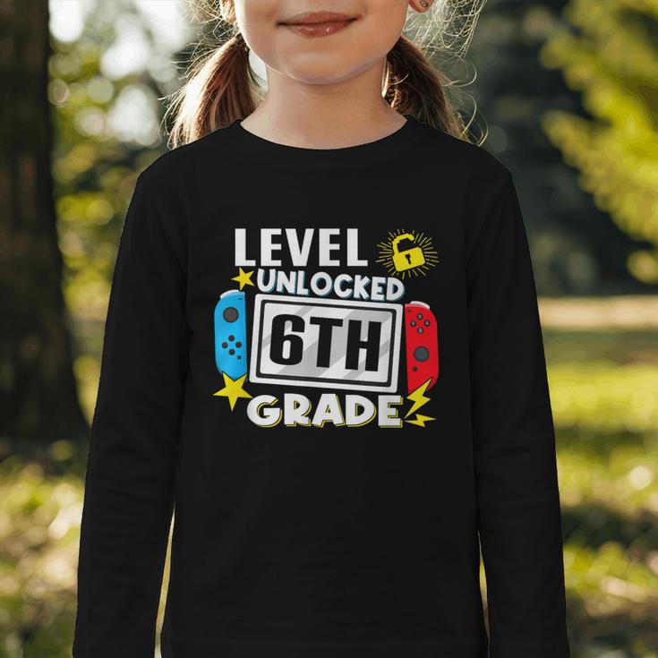 First Day Of 6th Grade Level Unlocked Game Back To School Graphic Toddler Long Sleeve Tee
