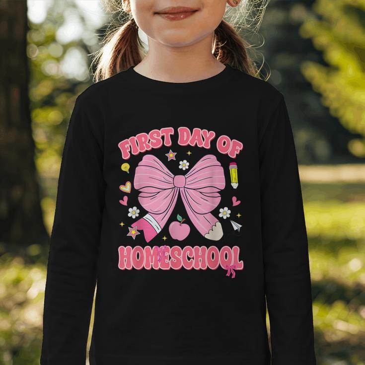 First Day Of Homeschool Coquette Back To School Girls Graphic Toddler Long Sleeve Tee First Day Of Homeschool Coquette Back To School Girls Graphic Toddler Long Sleeve Tee