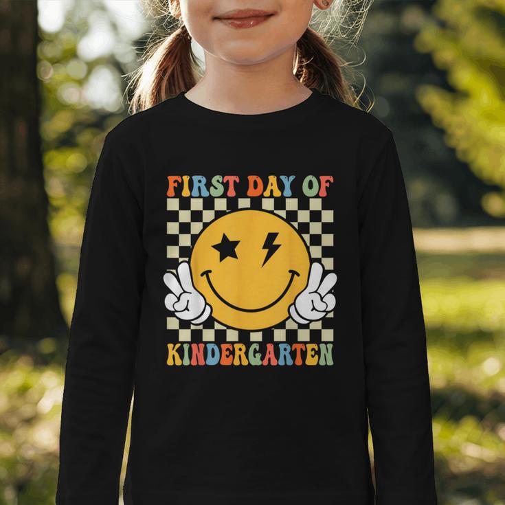 First Day Of Kindergarten Retro Back To School Girls Kids Graphic Toddler Long Sleeve Tee First Day Of Kindergarten Retro Back To School Girls Kids Graphic Toddler Long Sleeve Tee