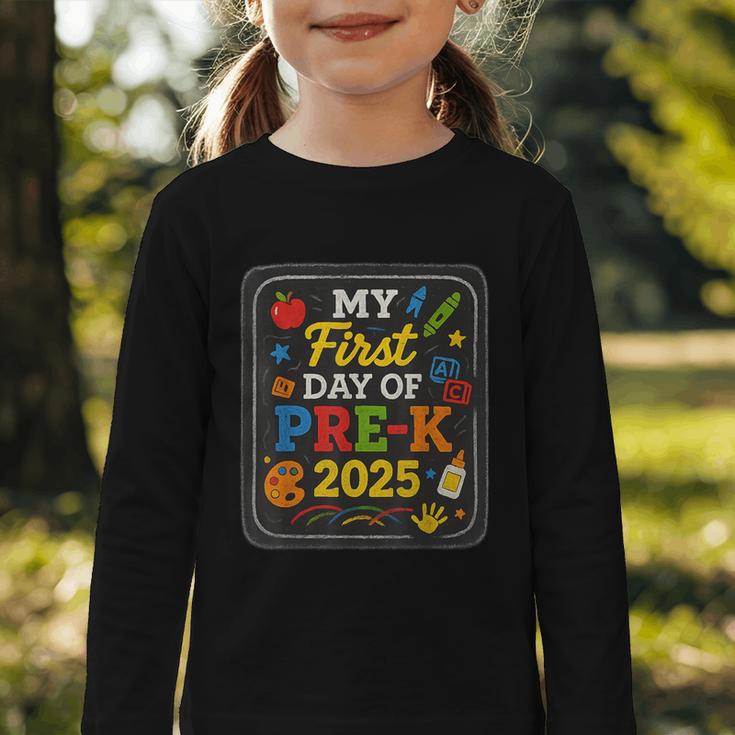 My First Day Of Pre-K 2025 Back To School Kids Graphic Toddler Long Sleeve Tee