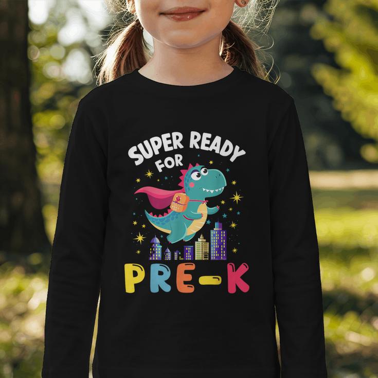 First Day Pre-K Back To School Dinosaur Graphic Toddler Long Sleeve Tee First Day Pre-K Back To School Dinosaur Graphic Toddler Long Sleeve Tee