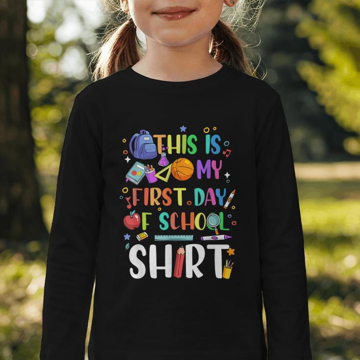 This Is My First Day Of School Boys Girls Kid Back To School Graphic Toddler Long Sleeve Tee This Is My First Day Of School Boys Girls Kid Back To School Graphic Toddler Long Sleeve Tee