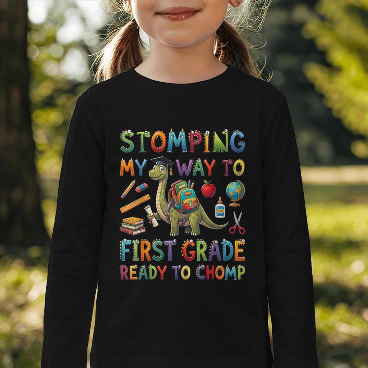First Grade Graduation Dinosaur Dino Back To School Student Graphic Toddler Long Sleeve Tee First Grade Graduation Dinosaur Dino Back To School Student Graphic Toddler Long Sleeve Tee