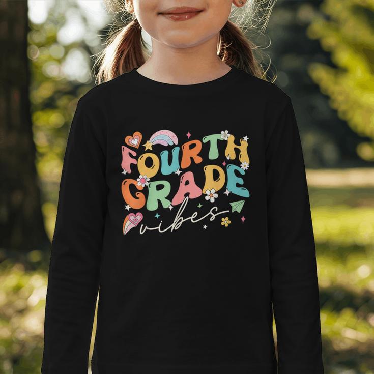 Fourth Grade Vibes 4th Grade Team Groovy Back To School Graphic Toddler Long Sleeve Tee Fourth Grade Vibes 4th Grade Team Groovy Back To School Graphic Toddler Long Sleeve Tee
