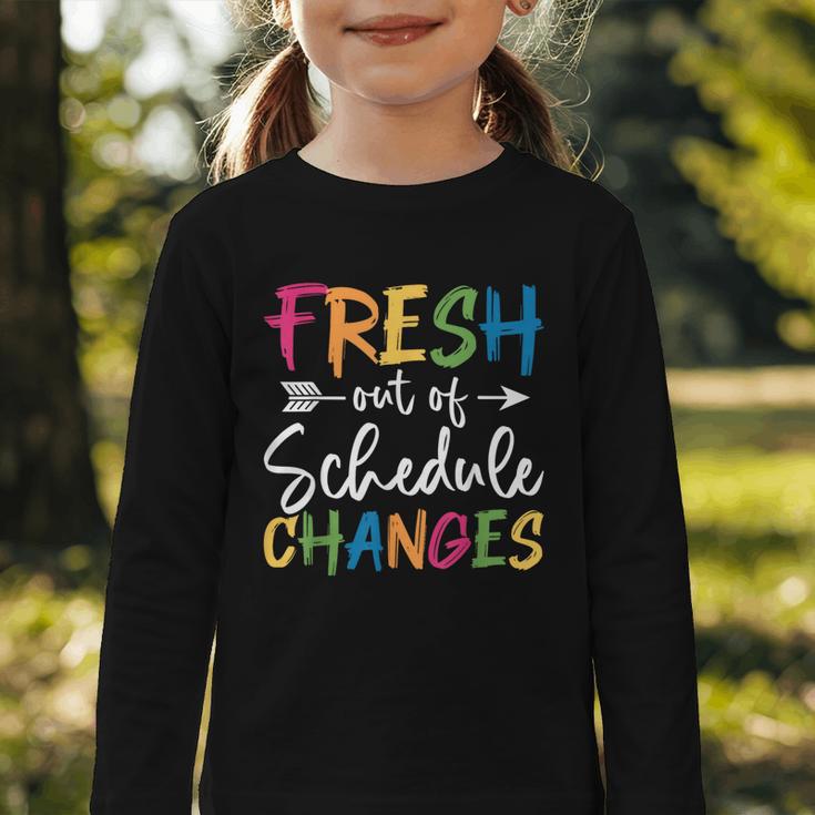 Fresh Out Of Schedule Changes Counselor Back To School Graphic Toddler Long Sleeve Tee Fresh Out Of Schedule Changes Counselor Back To School Graphic Toddler Long Sleeve Tee