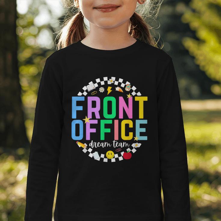Front Office Squad Back To School Happy First Day Of School Graphic Toddler Long Sleeve Tee Front Office Squad Back To School Happy First Day Of School Graphic Toddler Long Sleeve Tee