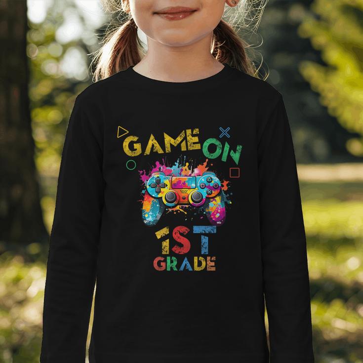 Game On 1st Grade Boys Kids Back To School Graphic Toddler Long Sleeve Tee Game On 1st Grade Boys Kids Back To School Graphic Toddler Long Sleeve Tee