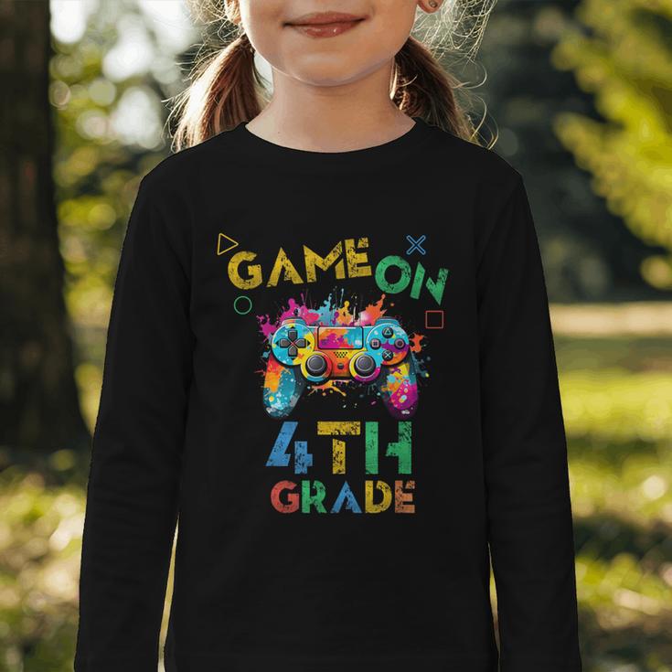 Game On 4th Grade Boys Kids Back To School Graphic Toddler Long Sleeve Tee