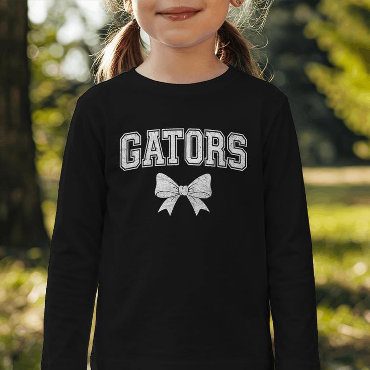Gators High School Coquette Bow Gator Back To School Graphic Toddler Long Sleeve Tee