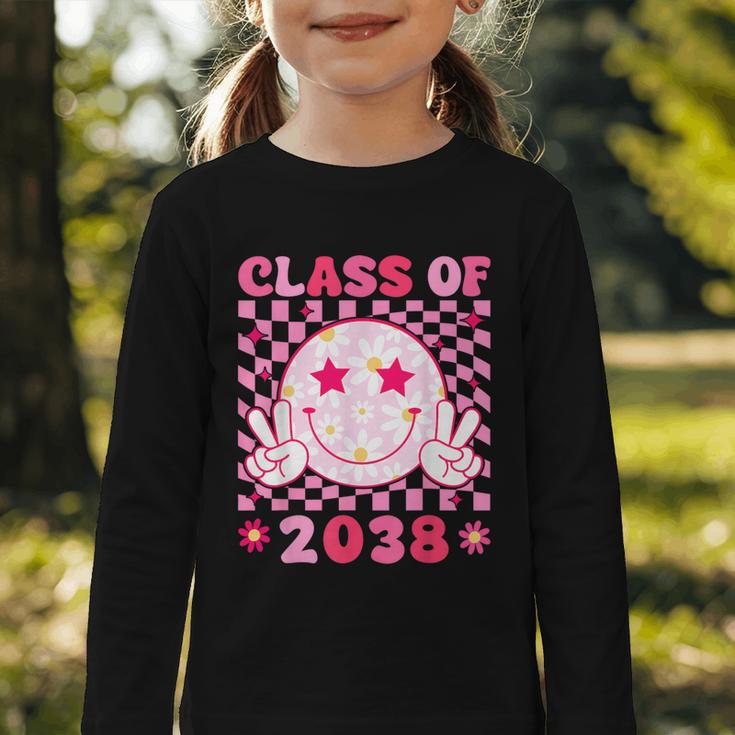 Groovy Class Of 2038 Grow With Me Smile Face Back To School Graphic Toddler Long Sleeve Tee Groovy Class Of 2038 Grow With Me Smile Face Back To School Graphic Toddler Long Sleeve Tee