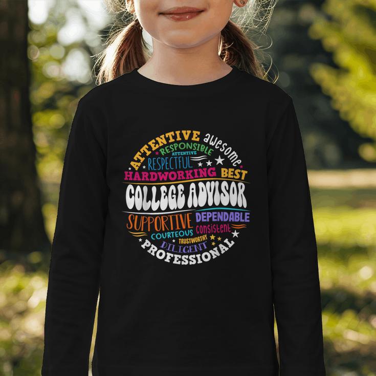 Groovy College Advisor Appreciation Week Back To School Graphic Toddler Long Sleeve Tee Groovy College Advisor Appreciation Week Back To School Graphic Toddler Long Sleeve Tee