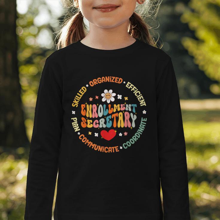 Groovy Enrollment Secretary Back To School Graphic Toddler Long Sleeve Tee Groovy Enrollment Secretary Back To School Graphic Toddler Long Sleeve Tee