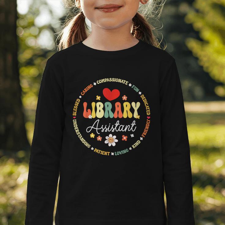 Groovy Librarian School Library Assistant Day Back To School Graphic Toddler Long Sleeve Tee Groovy Librarian School Library Assistant Day Back To School Graphic Toddler Long Sleeve Tee