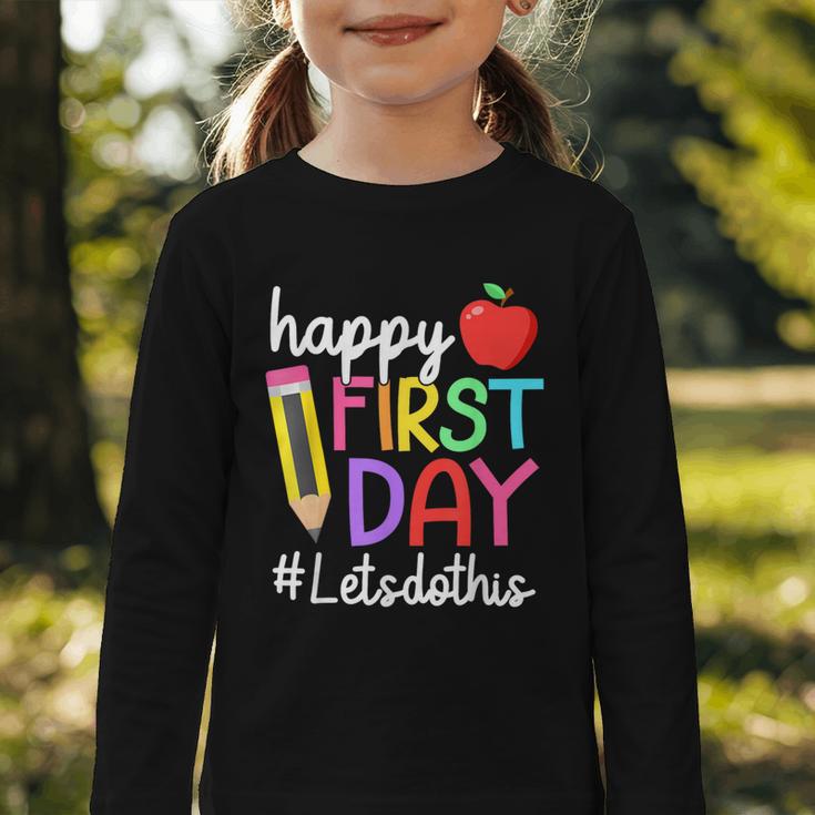 Happy First Day Let's Do This Welcome Back To School Tie Dye Graphic Toddler Long Sleeve Tee Happy First Day Let's Do This Welcome Back To School Tie Dye Graphic Toddler Long Sleeve Tee