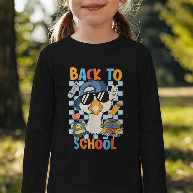 Happy First Day Of School Back To School Goose Boys Kids Graphic Toddler Long Sleeve Tee