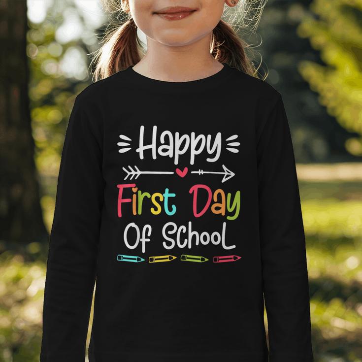Happy First Day Of School Back To School Kids Students Graphic Toddler Long Sleeve Tee