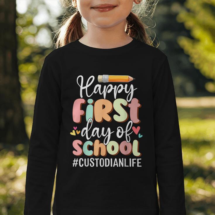Happy First Day Of School Custodian Life Back To School Graphic Toddler Long Sleeve Tee