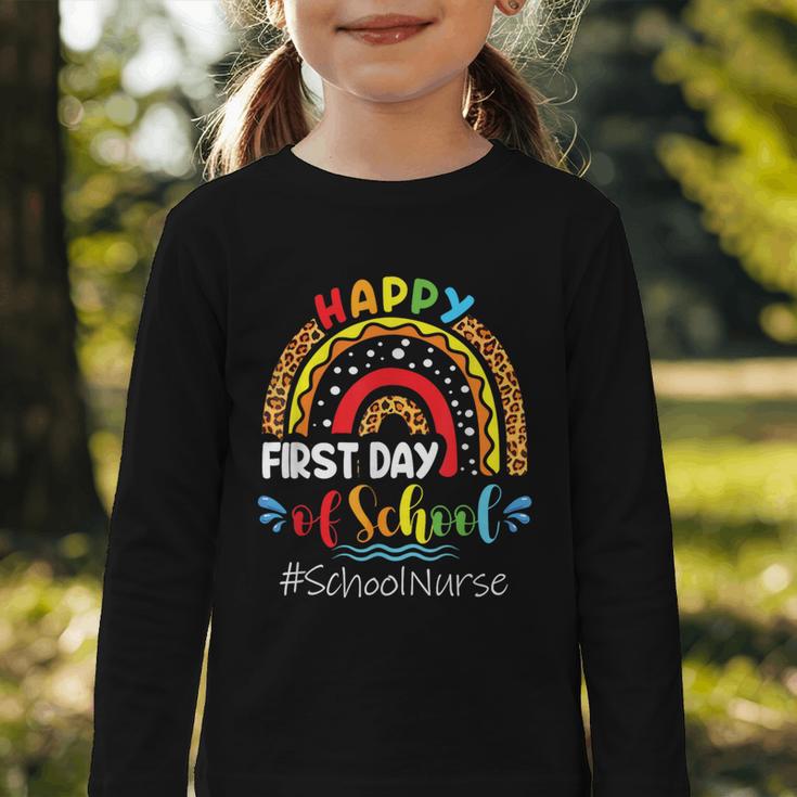Happy First Day Of School Nurse Rainbow Back To School Graphic Toddler Long Sleeve Tee