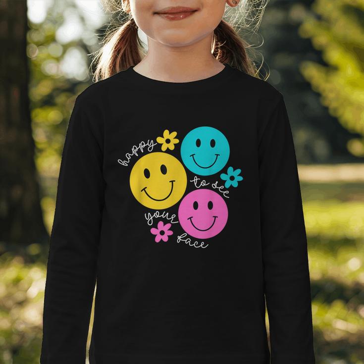 Happy To See Your Face Back To School First Day Of School Graphic Toddler Long Sleeve Tee