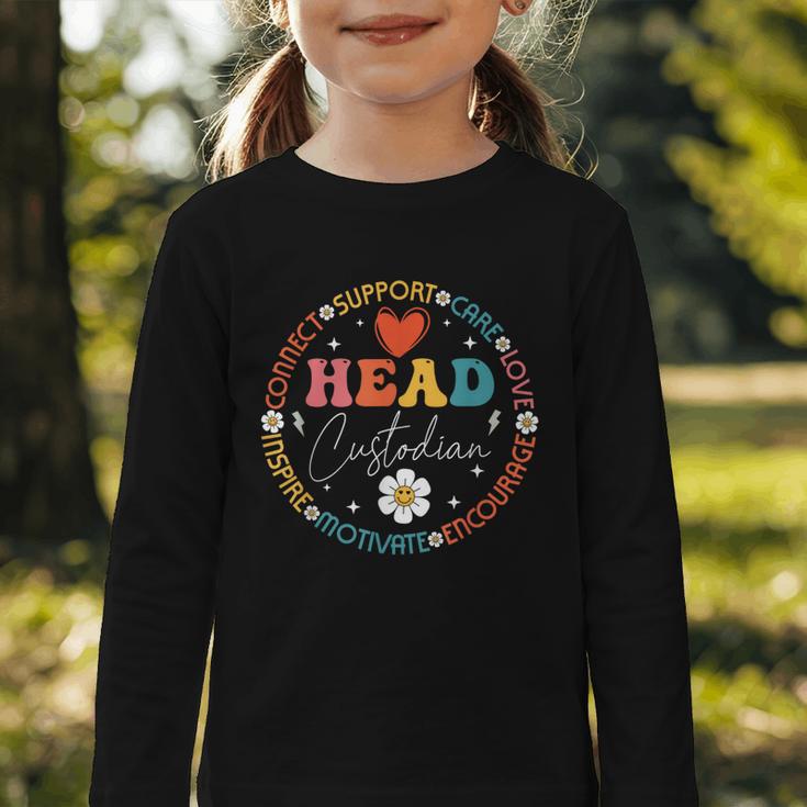 Head Custodian Appreciation Week Back To School Retro Groovy Graphic Toddler Long Sleeve Tee Head Custodian Appreciation Week Back To School Retro Groovy Graphic Toddler Long Sleeve Tee
