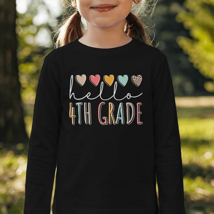 Hello 4th Grade Back To School Fourth Grade Vibes Heart Love Graphic Toddler Long Sleeve Tee Hello 4th Grade Back To School Fourth Grade Vibes Heart Love Graphic Toddler Long Sleeve Tee