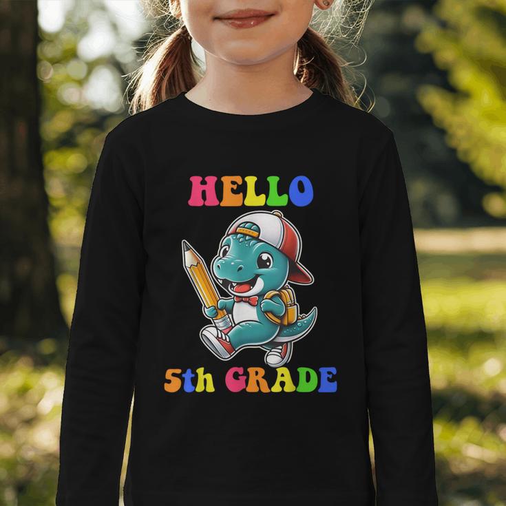 Hello 5th Grade Cute Dinosaur Back To School Boys Kids Girls Graphic Toddler Long Sleeve Tee Hello 5th Grade Cute Dinosaur Back To School Boys Kids Girls Graphic Toddler Long Sleeve Tee