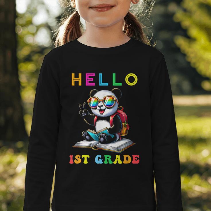 Hello First Grade Panda Lover Back To School Kids Boys Girls Graphic Toddler Long Sleeve Tee Hello First Grade Panda Lover Back To School Kids Boys Girls Graphic Toddler Long Sleeve Tee