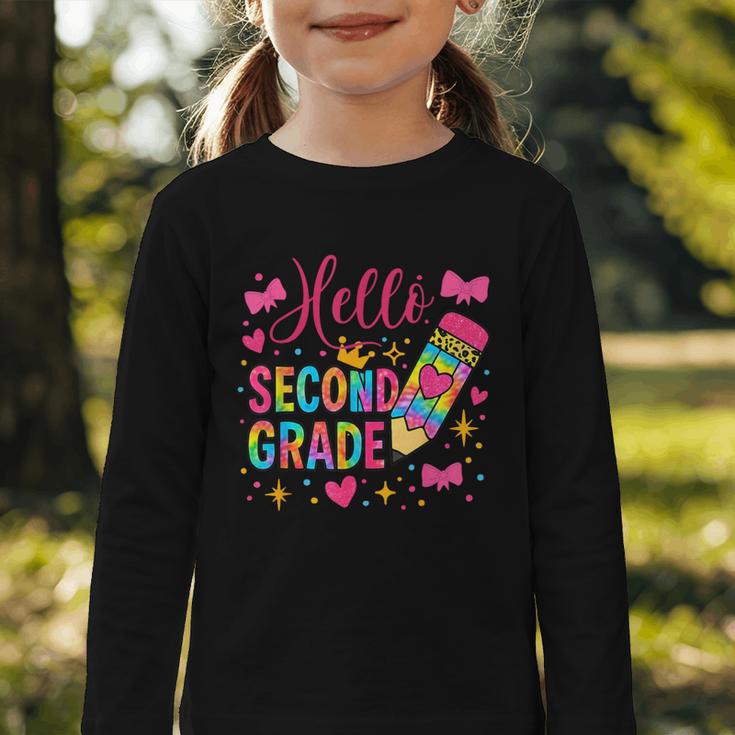 Hello Second Grade Colorful Pencil Tie Dye Back To School Graphic Toddler Long Sleeve Tee Hello Second Grade Colorful Pencil Tie Dye Back To School Graphic Toddler Long Sleeve Tee