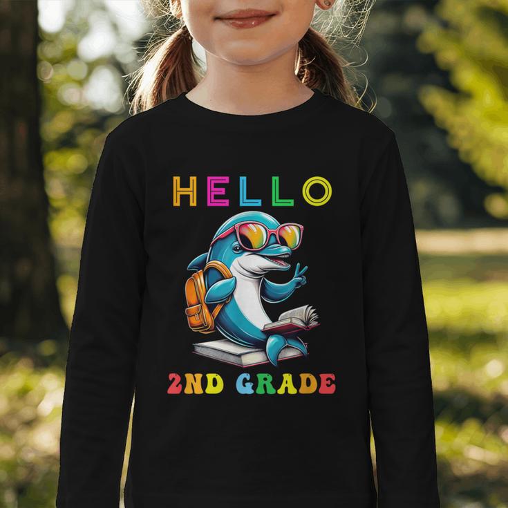 Hello Second Grade Dolphin Lover Back To School Kid Boy Girl Graphic Toddler Long Sleeve Tee Hello Second Grade Dolphin Lover Back To School Kid Boy Girl Graphic Toddler Long Sleeve Tee