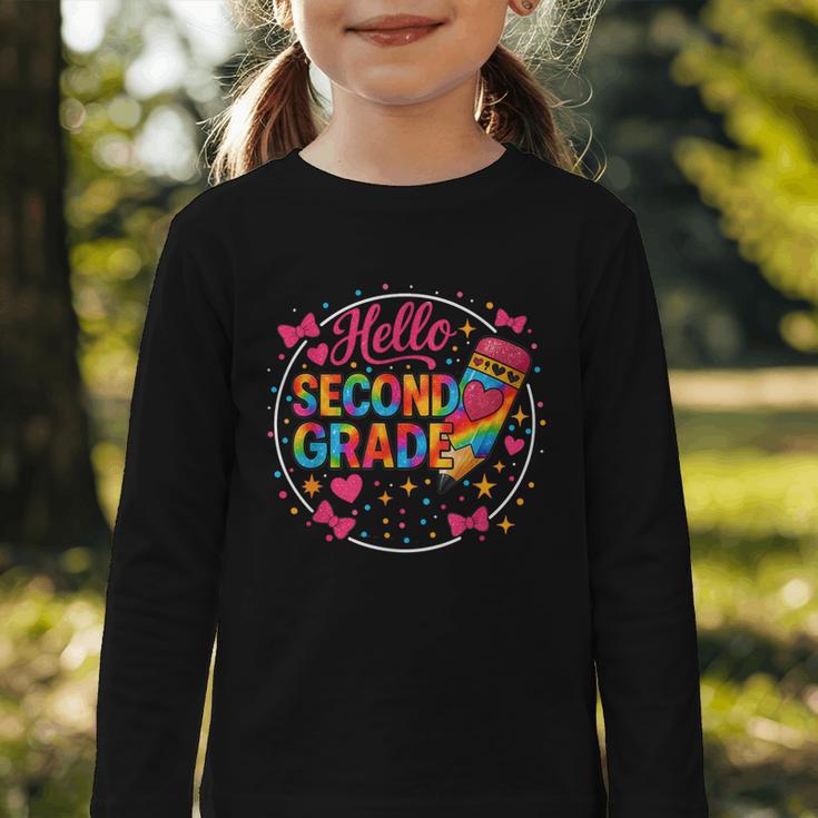 Hello Second Grade Tie Dye Pencil Back To School 2nd Grade Graphic Toddler Long Sleeve Tee Hello Second Grade Tie Dye Pencil Back To School 2nd Grade Graphic Toddler Long Sleeve Tee