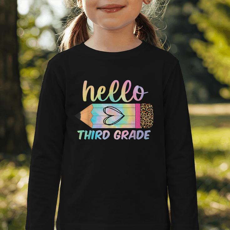 Hello Third Grade Back To School Pencil Tie Dye 3rd Grade Graphic Toddler Long Sleeve Tee